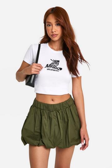 Welted Pocket Puff Ball Mini Skirt grey-khaki