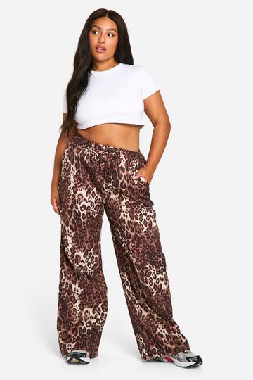 Plus Leopard Woven Wide Leg Trouser leopard