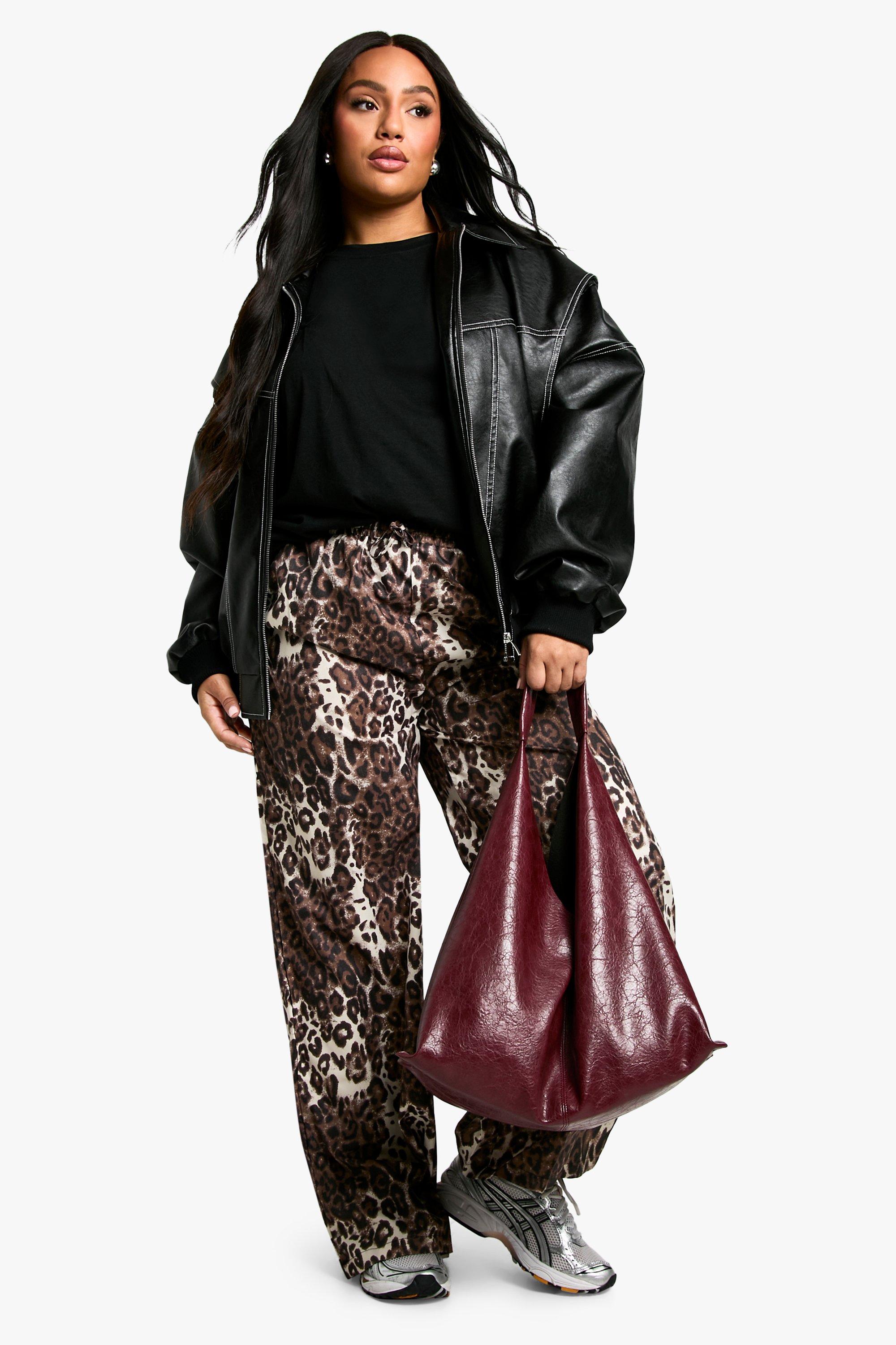 Grande taille Pantalon large leopard