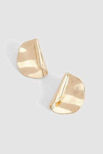 Gold Hammered Statement Earrings gold