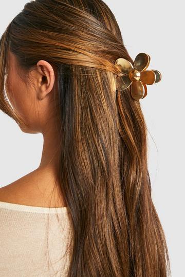 Metallic Gold Flower Claw Clip