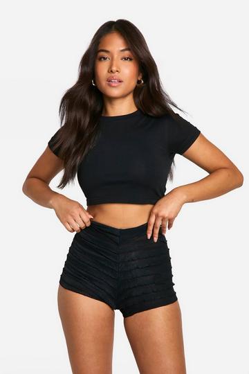 Petite Micro Shorts Met Ruches black