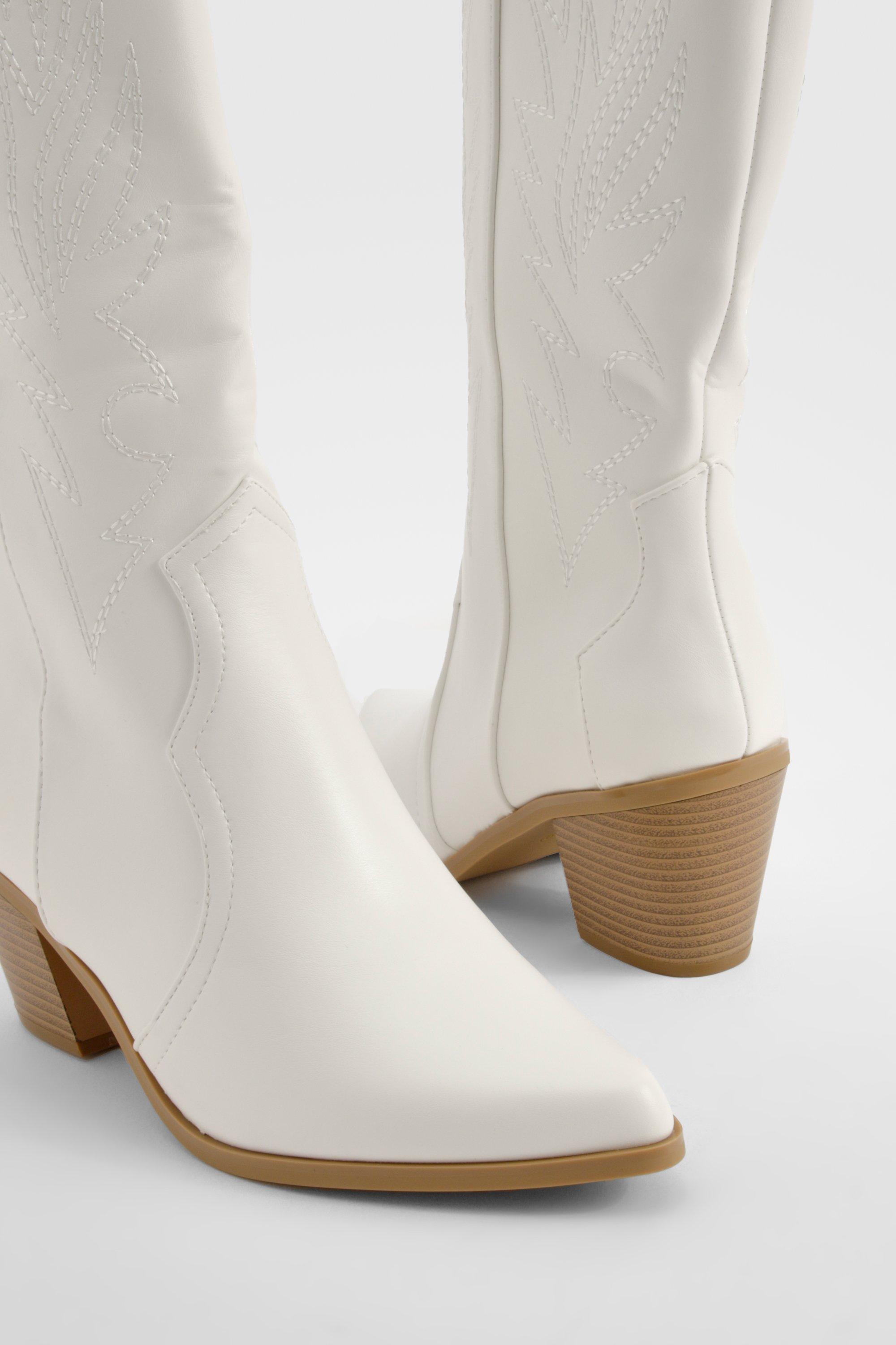 Boohoo white boots hotsell