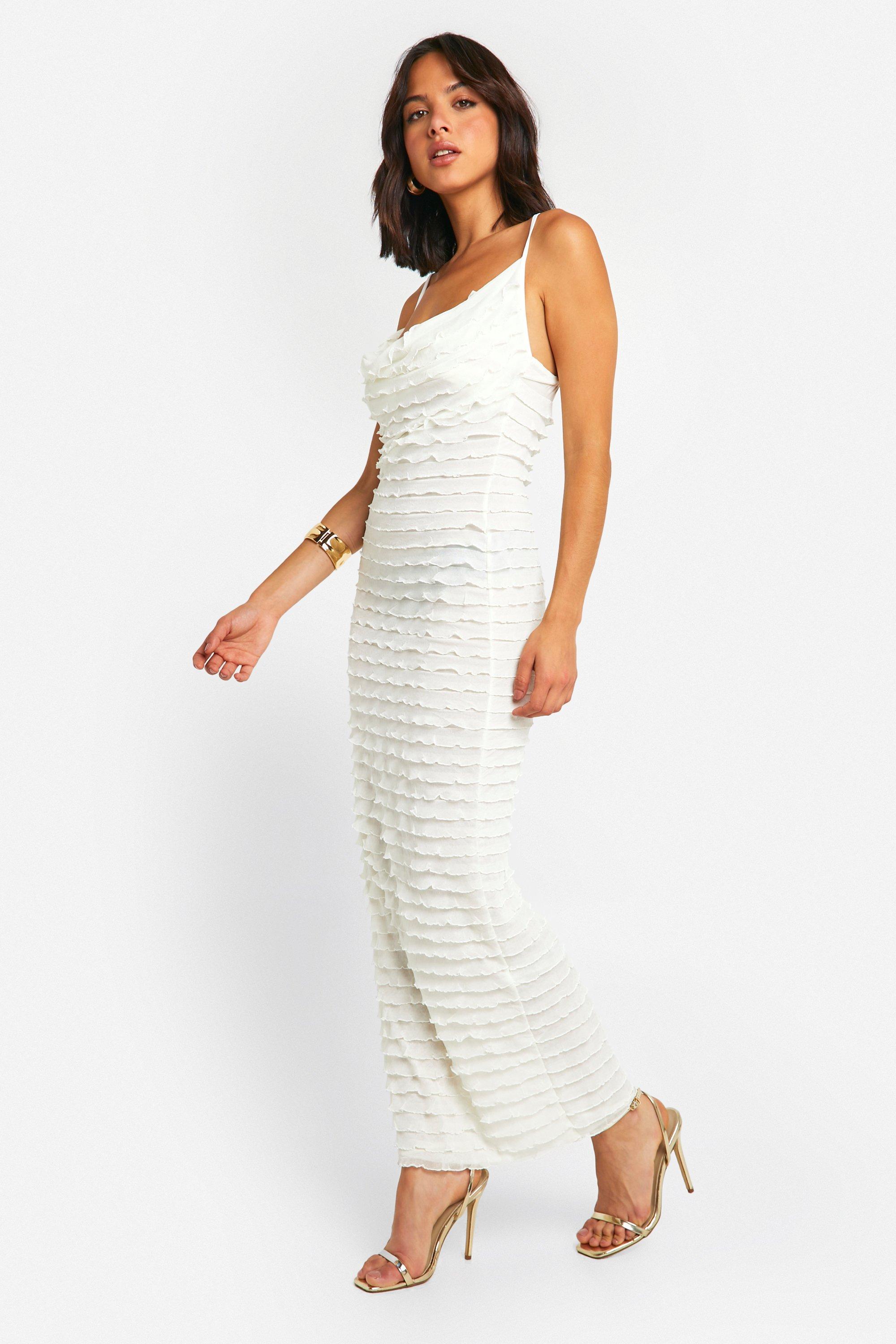 Boohoo white long dress best sale