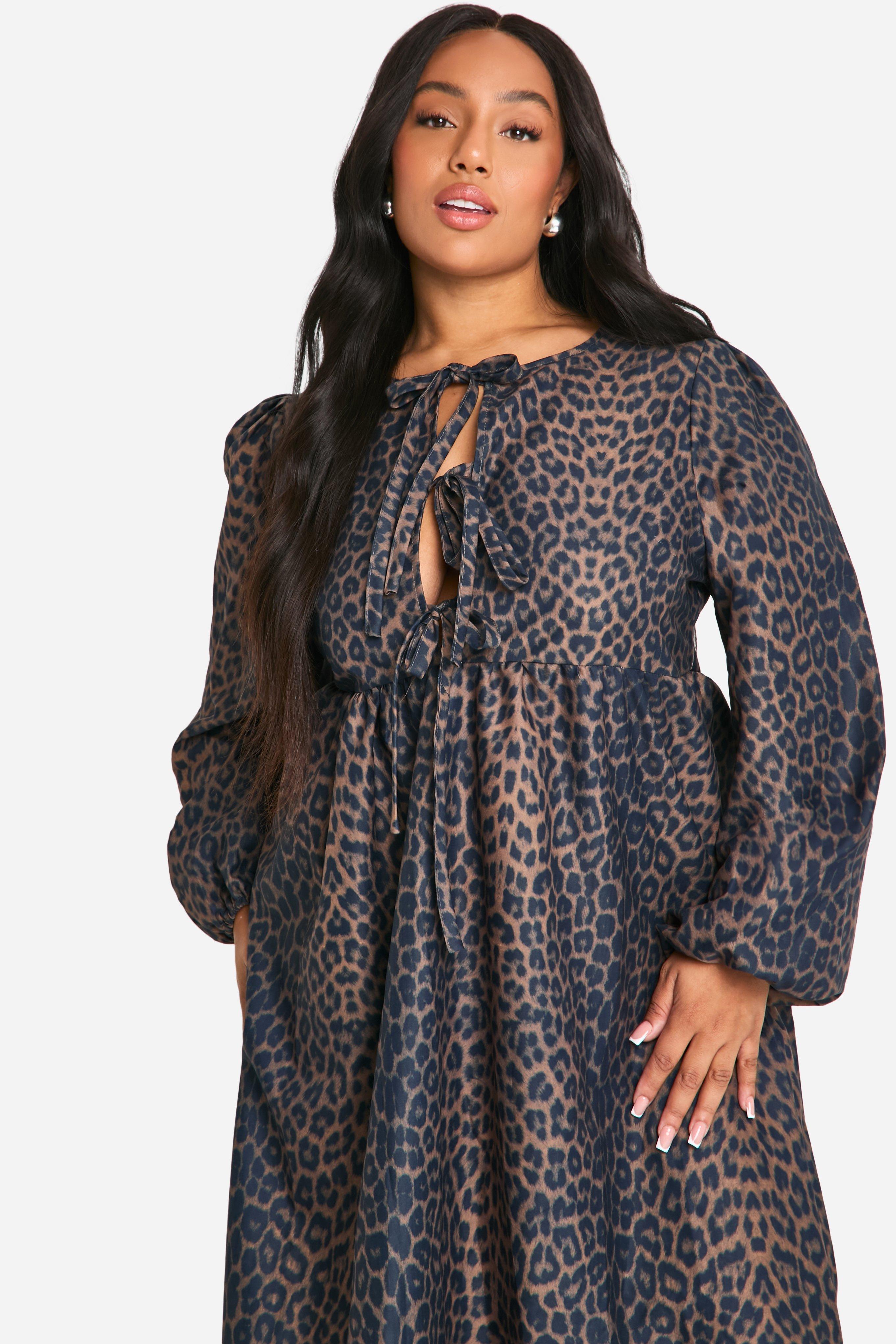 Boohoo leopard midi dress best sale