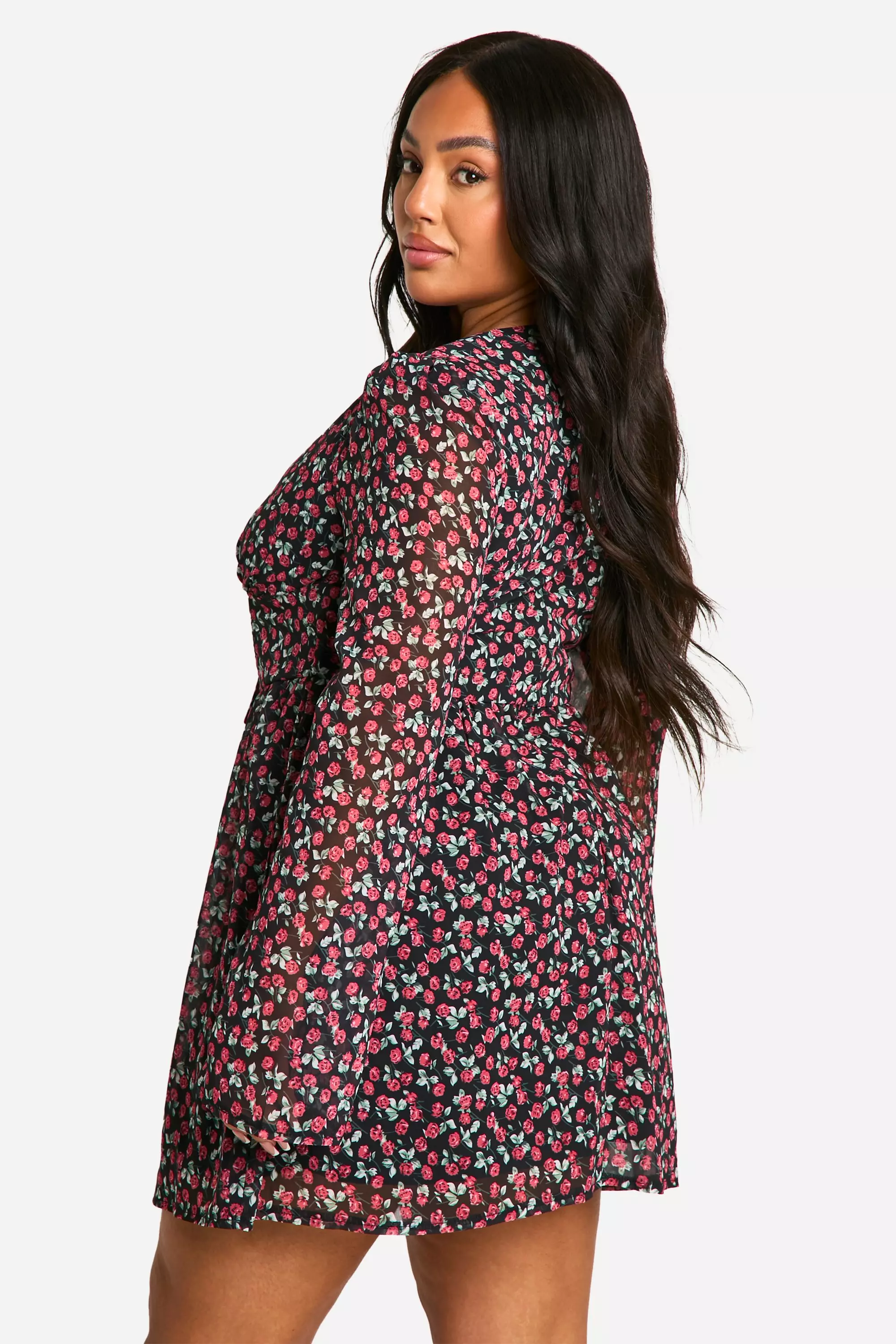 Black Plus Woven Floral Milkmaid Skater Dress alternative image