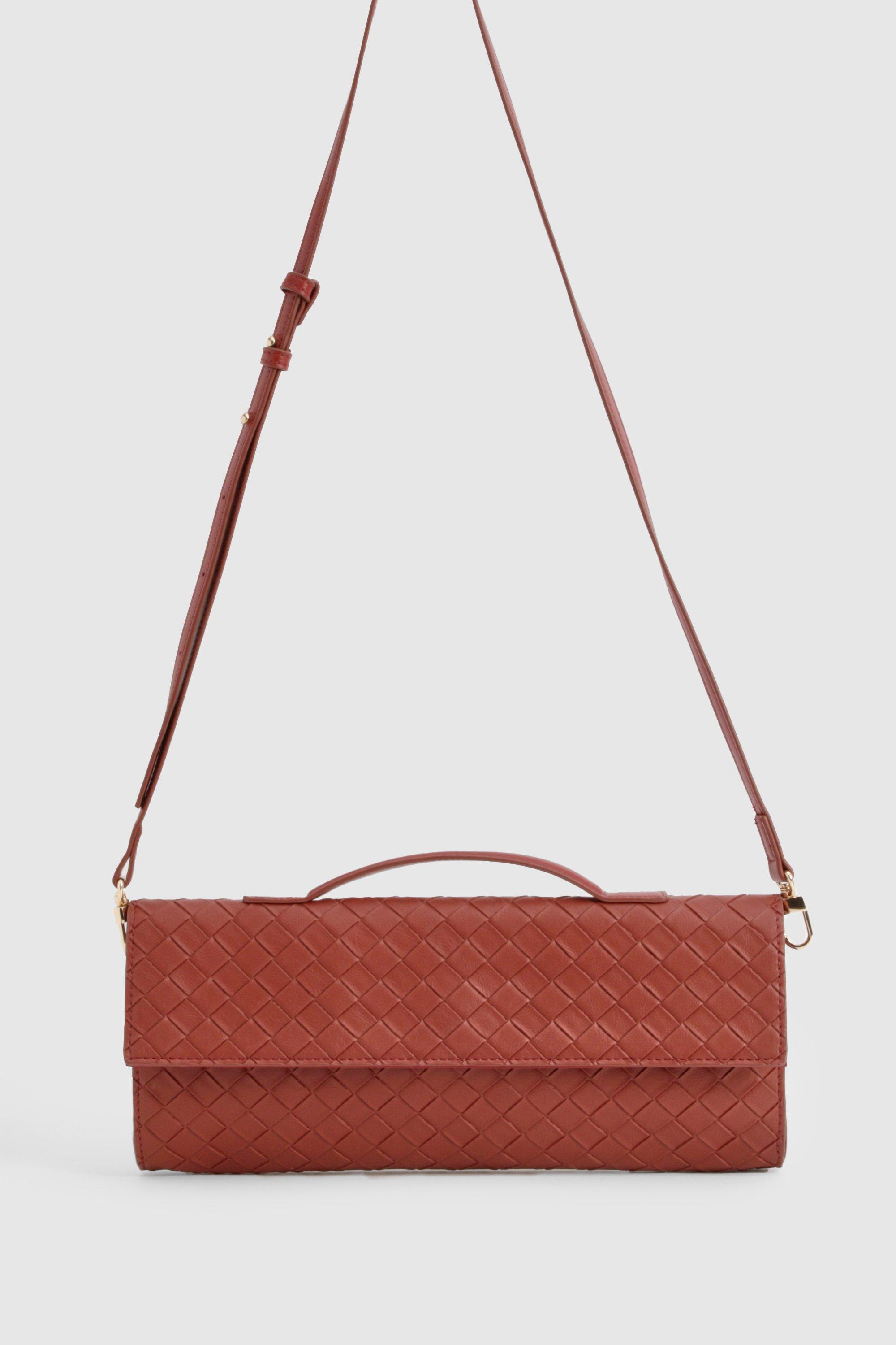 Pochette rettangolare effetto pelle intrecciata
