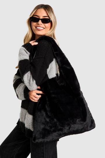 Faux Fur Tote Bag black
