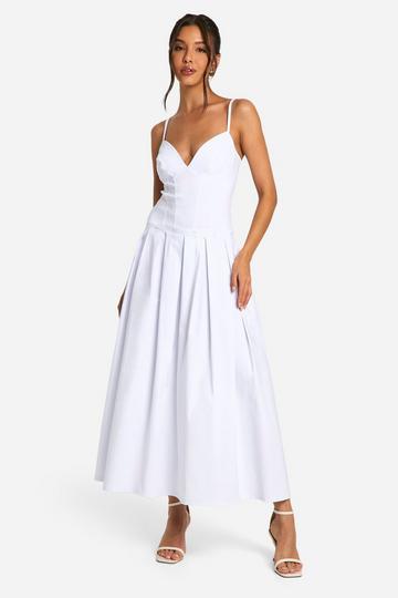 Bengaline Volume Milkmaid Dress white