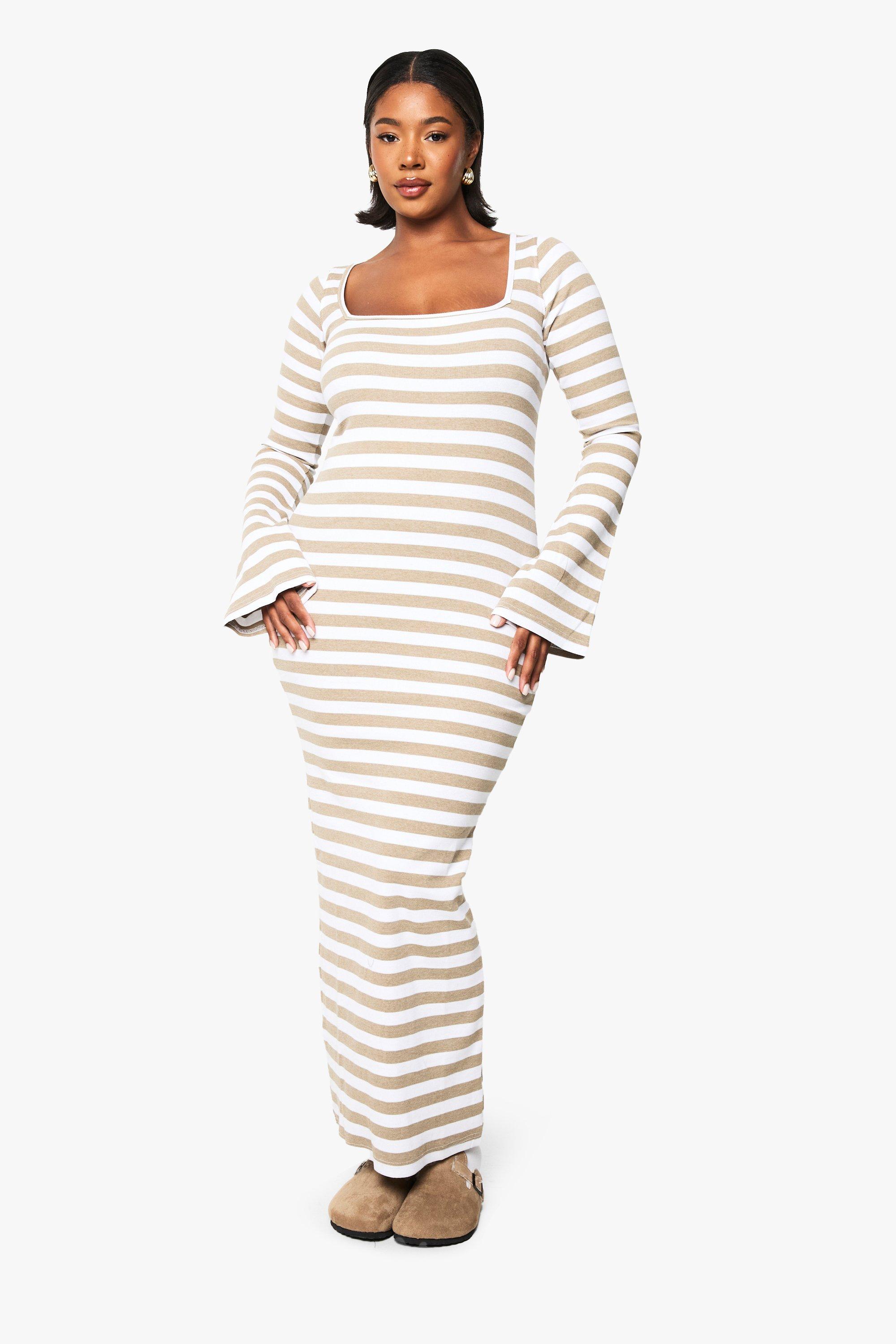 Grande taille Robe longue cotelee a col carre boohoo FR