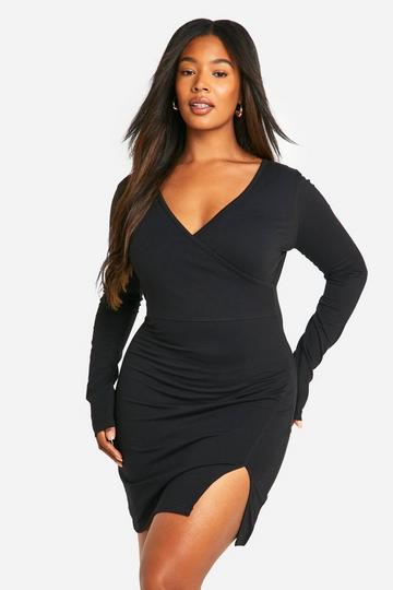 Plus Basic Jersey Wrap Dress black