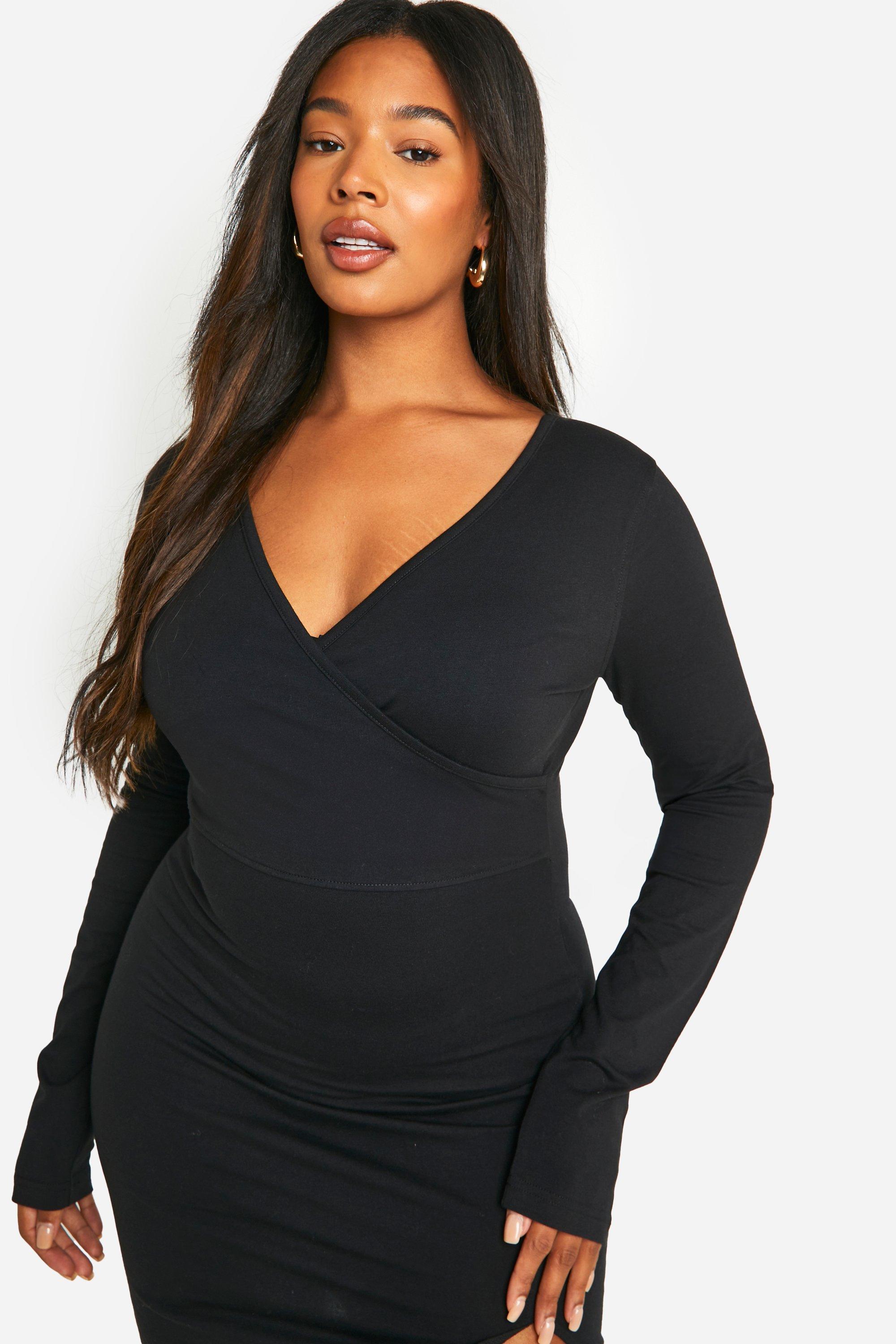 Plus Basic Jersey Knit Wrap Dress boohoo USA