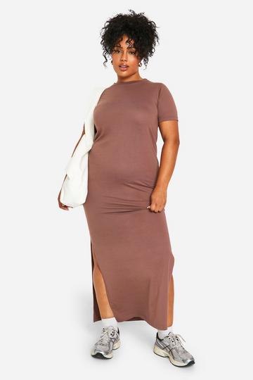 Plus T-shirt Maxi Dress mocha