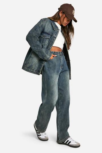 Jean doublé en polaire vintage wash