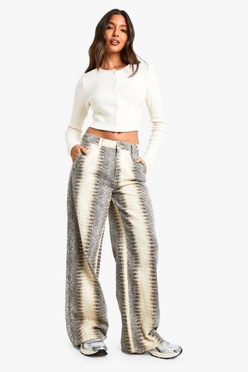 Mock Croc Wide Leg Jean natural