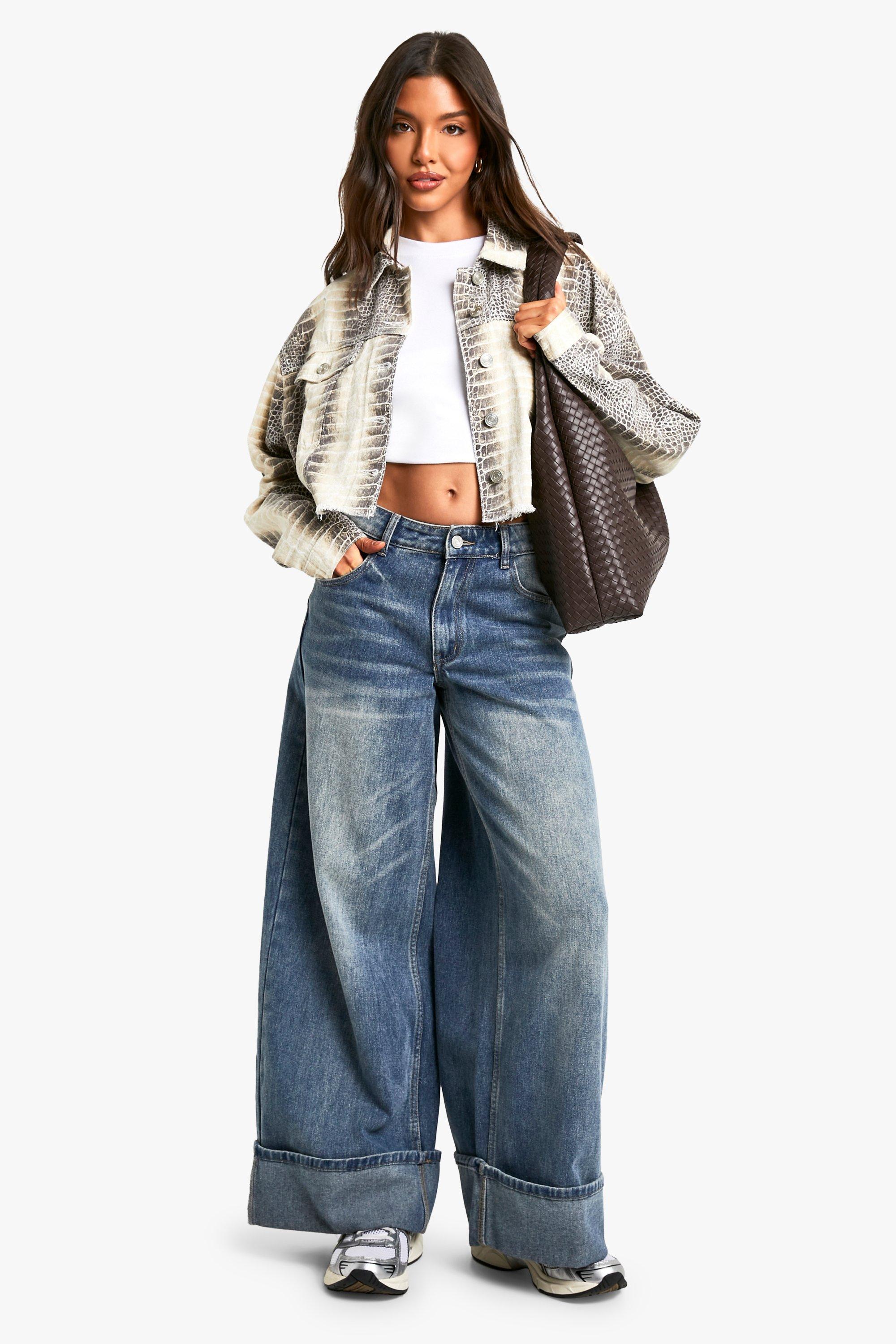 Veste courte en jean croco boohoo FR