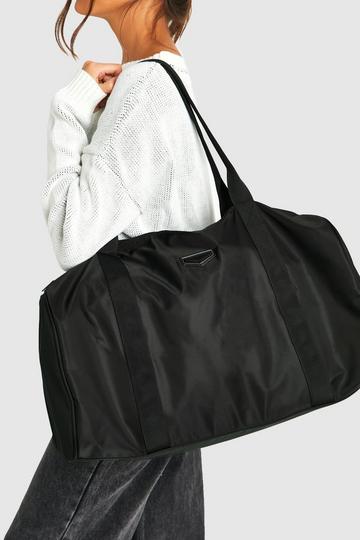 Black Nylon Travel Holdall Bag