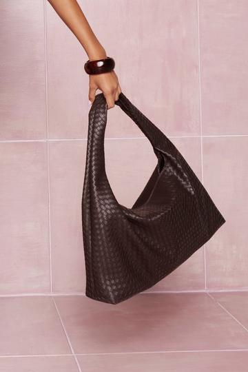 Oversized Woven Tote Bag chocolate