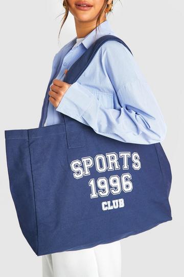 Sports Club Tote Bag Met Tekst navy