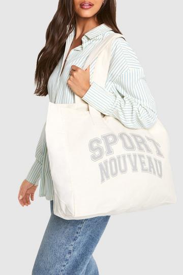 Sport Nouveau Slogan Tote Bag ivory