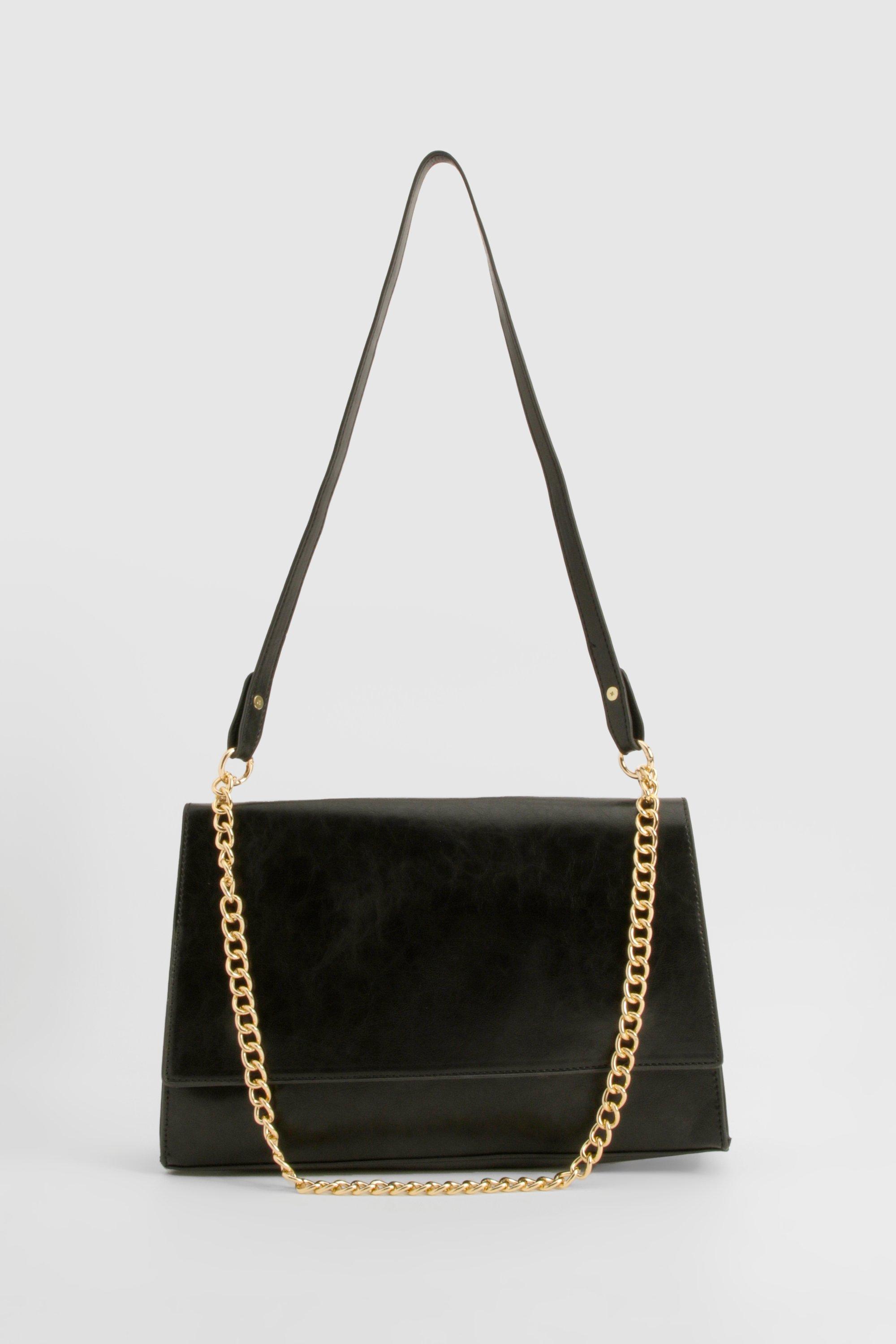 Leather Look Curve Shoulder Bag