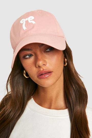 Pink Bow Embroidered Cap