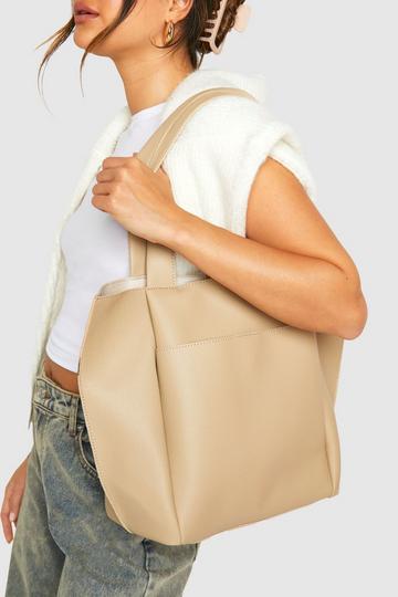 Textured Pu Structured Tote Bag butter