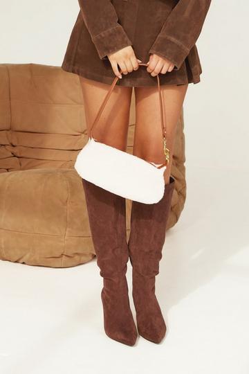 Borg Detail Shoulder Bag cream