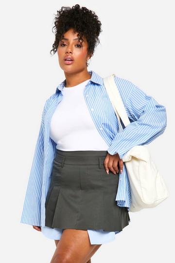 Plus Contrast Shirt Pleated Mini Skirt grey