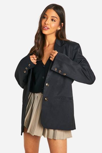 Black Single Breasted Relaxed Fit Tailored Blazer