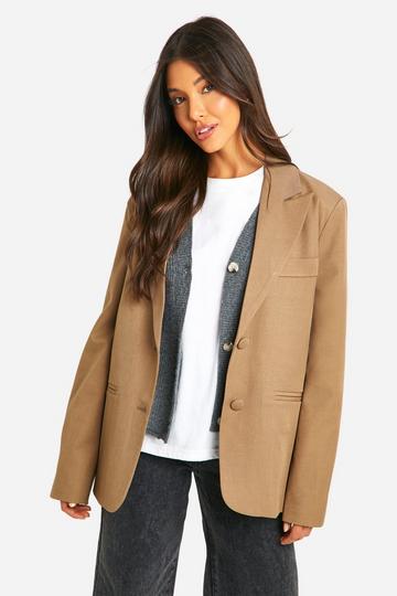 Single Breasted Relaxed Fit Tailored Blazer mocha