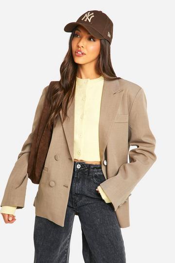 Double Breasted Relaxed Fit Tailored Blazer taupe