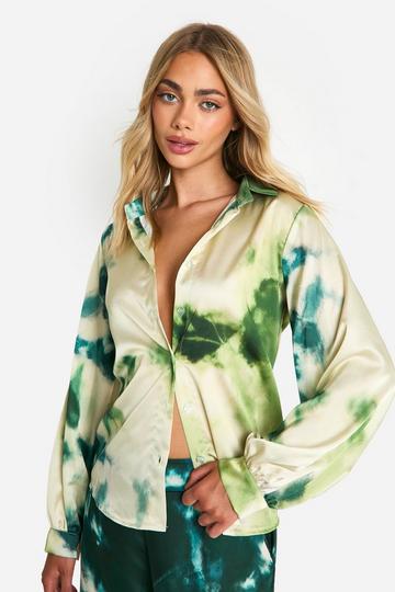 Large Scale Tonal Tie Dye Relaxed Fit Shirt green