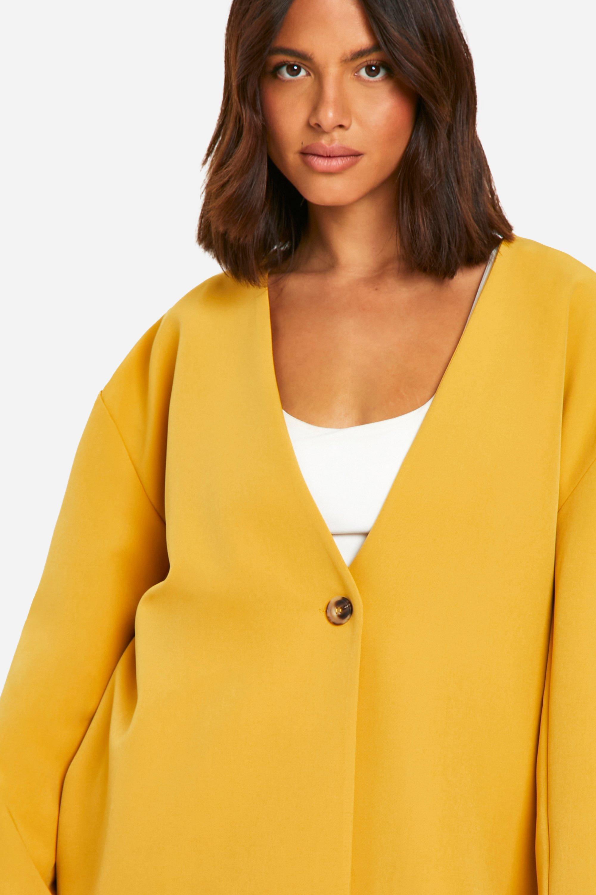 Collarless Oversized Longline Blazer boohoo