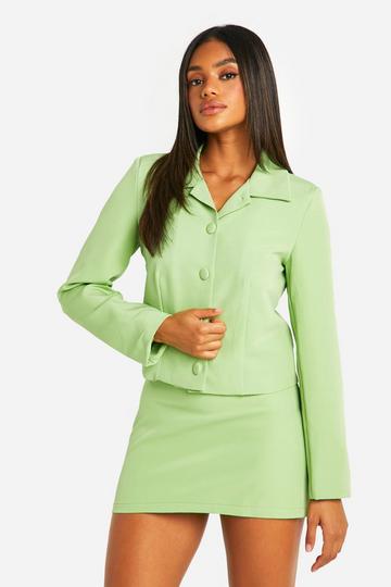 Fitted Longline Crop Blazer sage