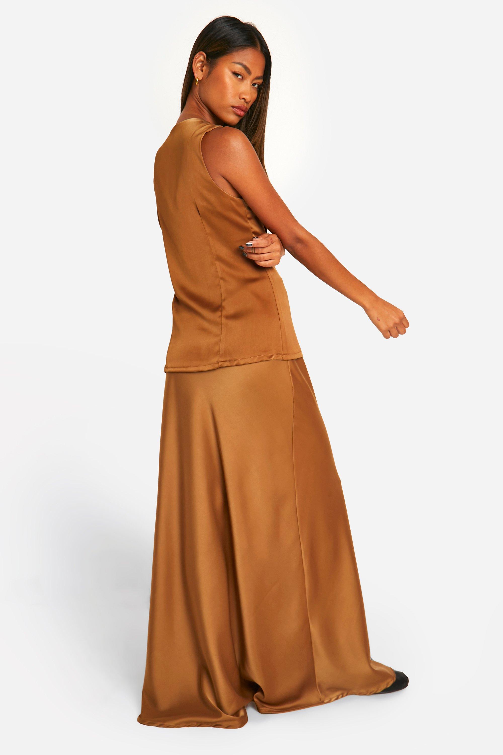 Fluid Satin Bias Maxi Skirt boohoo NO