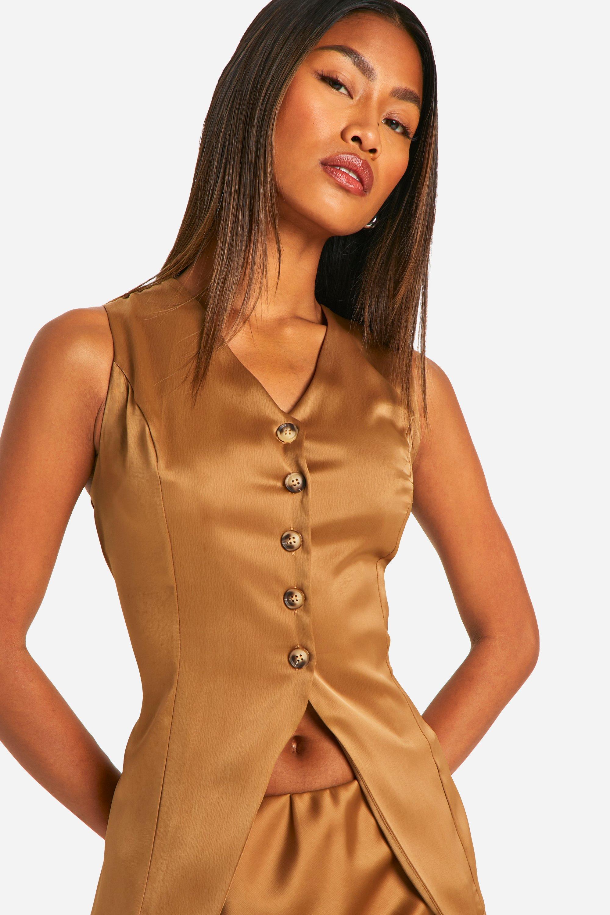 Fluid Premium Satin Longline Waistcoat boohoo UK