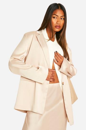 Oversized Satijnen Premium Fluid Blazer ecru