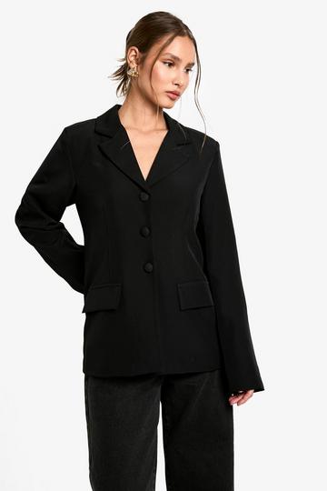 Fitted Self Fabric Button Blazer black