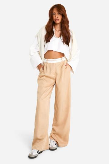 Reverse Waistband Tailored Wide Leg Trousers butter