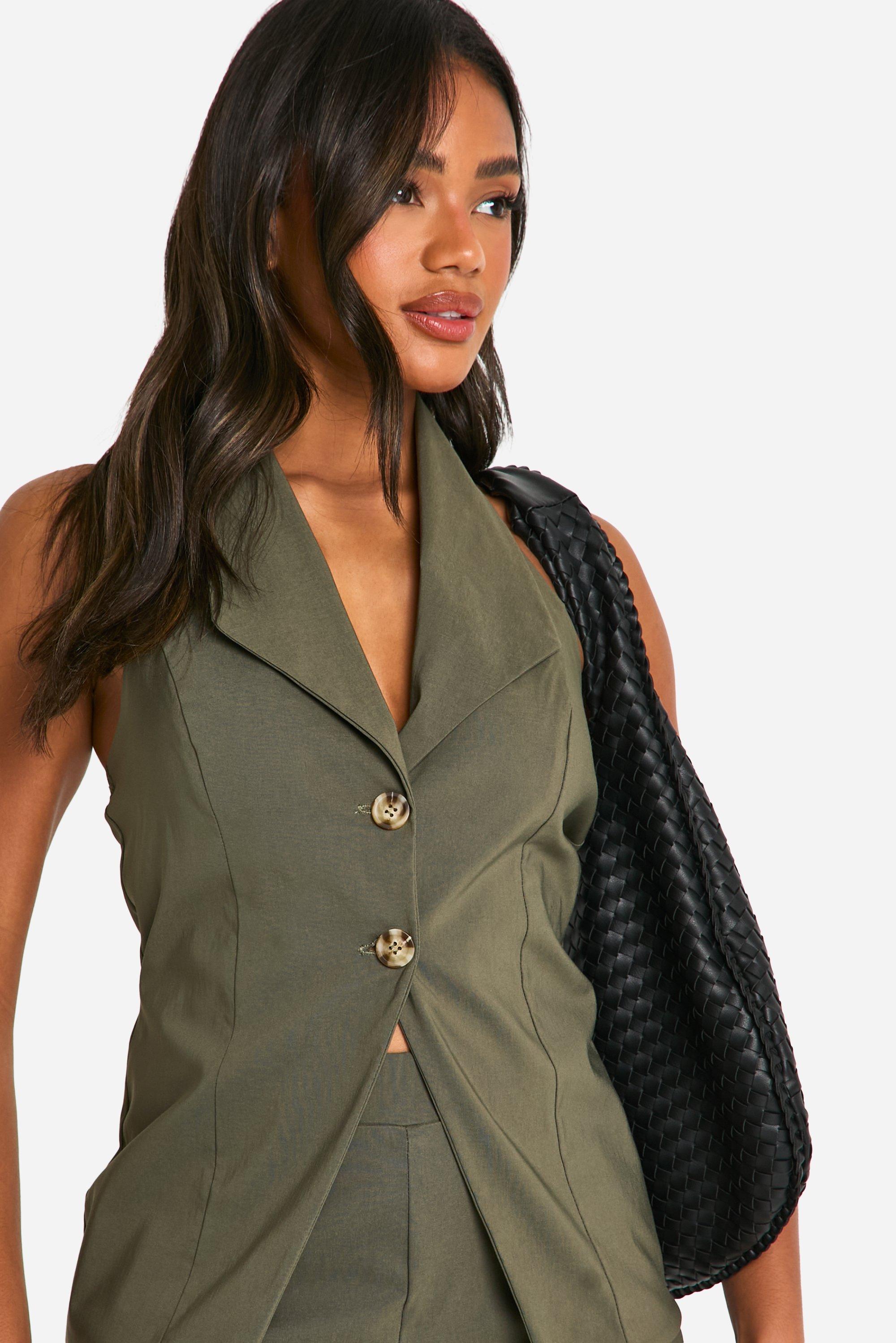 Khaki waistcoat womens clearance