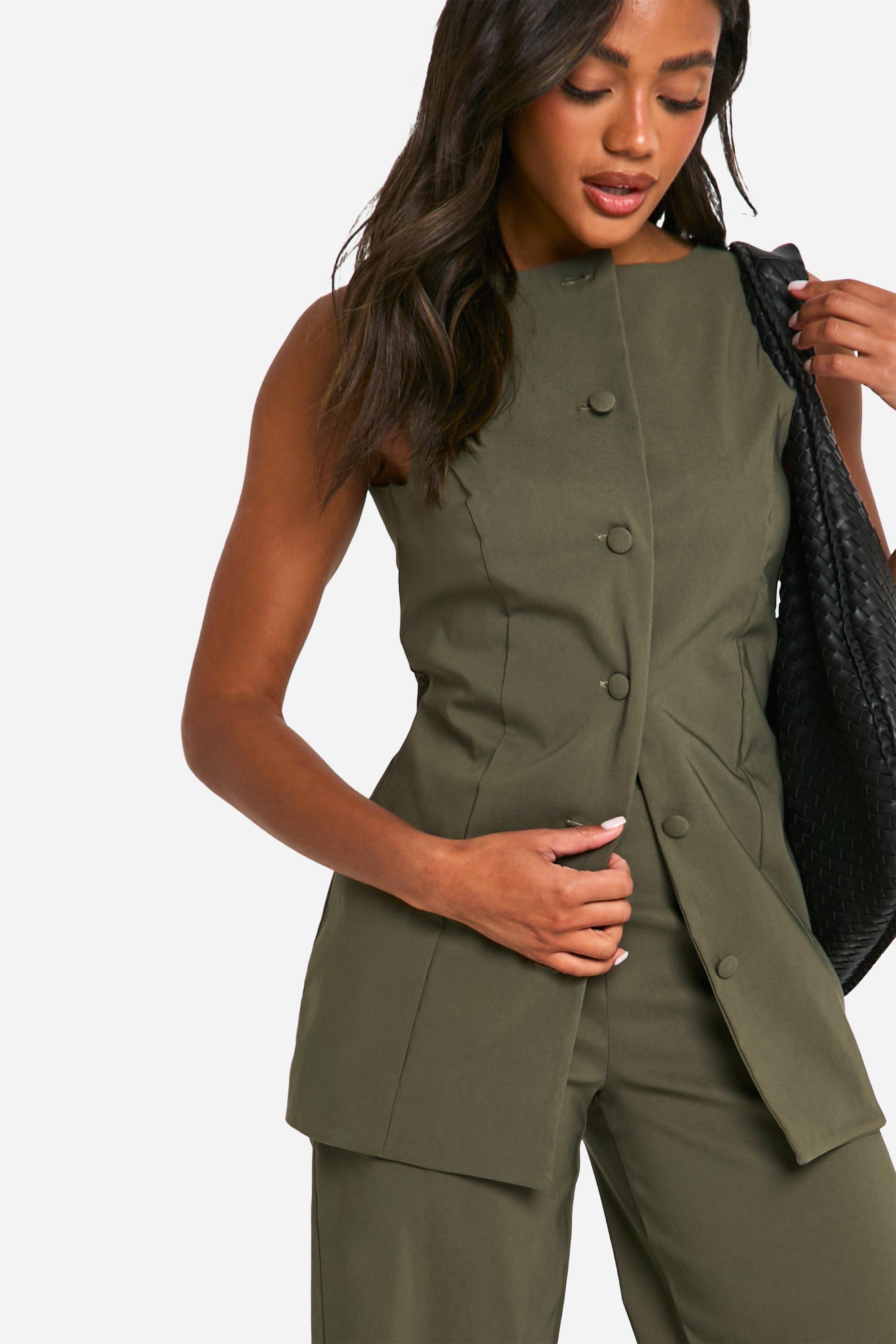Ensemble avec gilet long sans manches et pantalon large boohoo FR