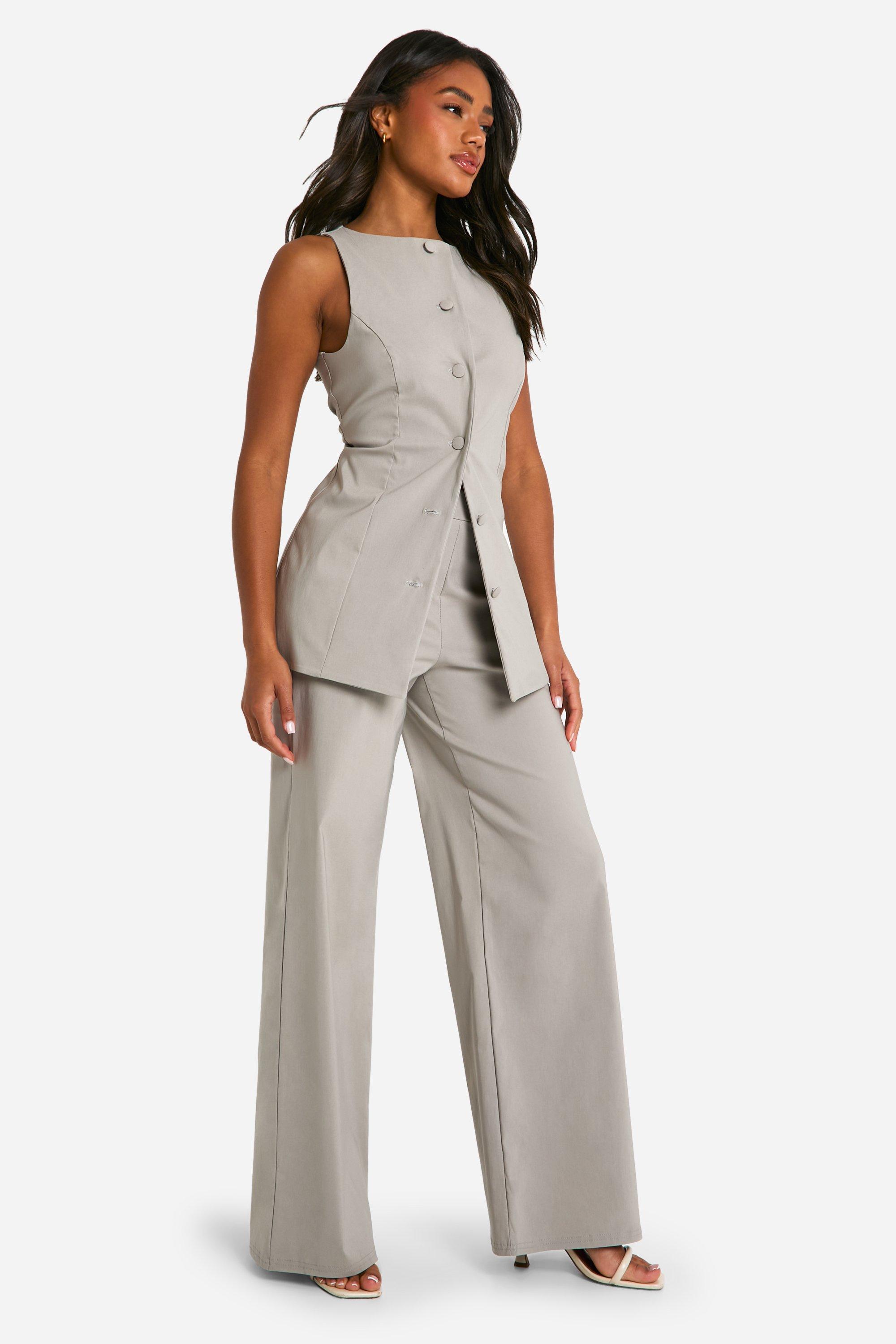Ensemble avec gilet long sans manches et pantalon large