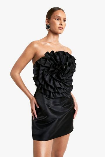 Taffeta Corsage Mini Dress black