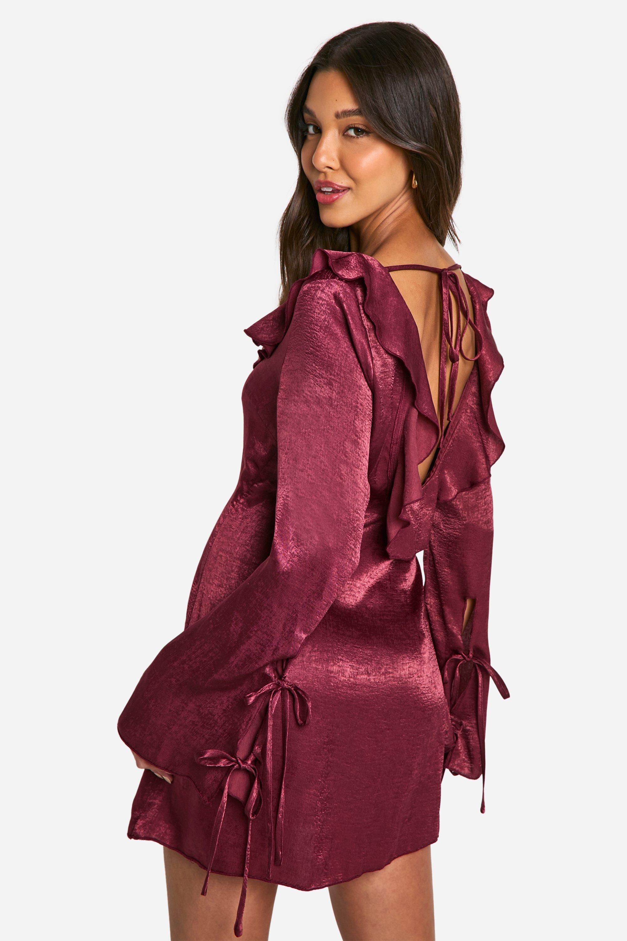 Burgundy shift dress uk best sale