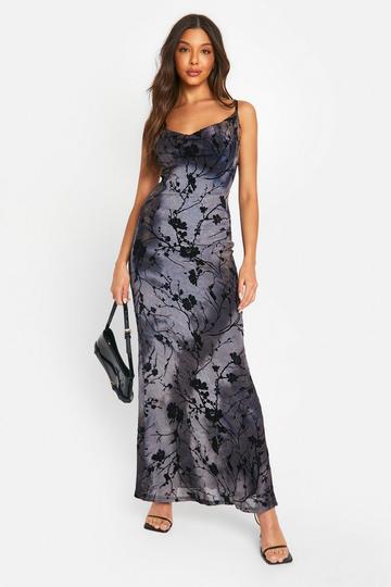 Black Devore Cami Slip Maxi Dress