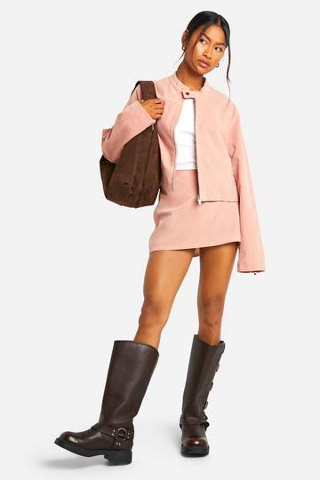 Suede Look Mini Skirt dusky pink