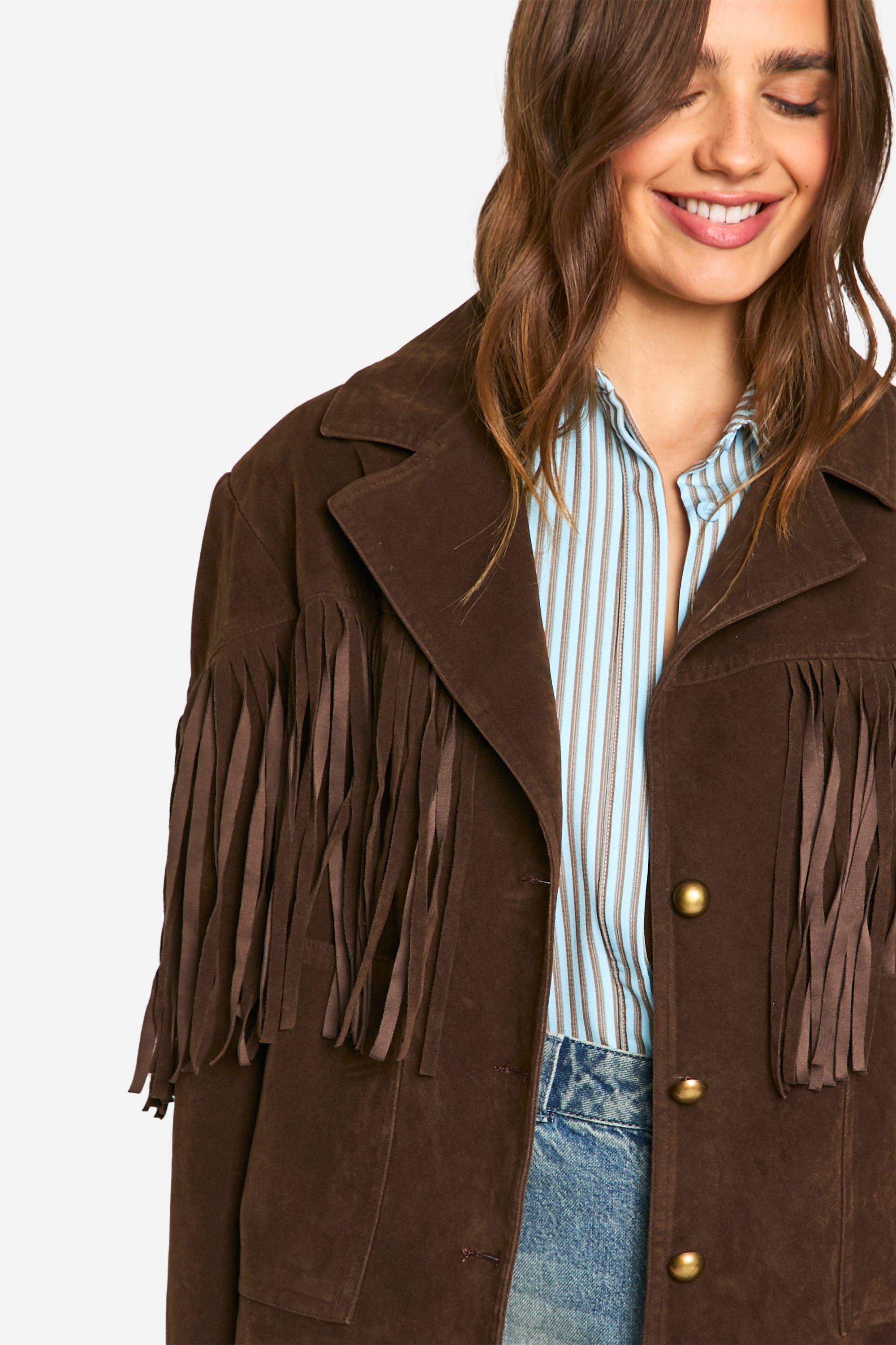 Vintage Suede Look Fringe Detail Jacket boohoo