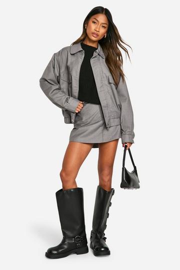 Oversized Geweven Bomberjack grey