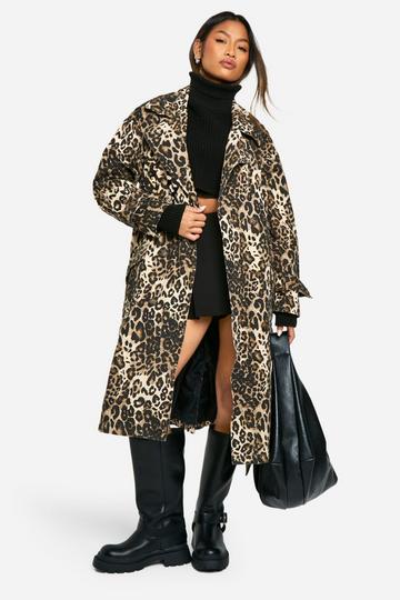 Multi Leopard Print Trench Coat